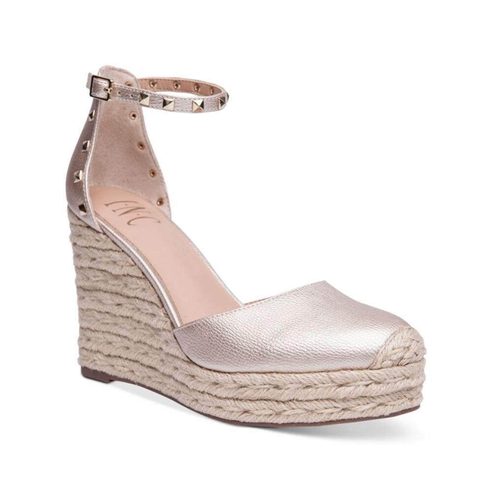 INC Womens Beige 1" Platform Masin Almond Toe Wedge Espadrille Shoes 10 M